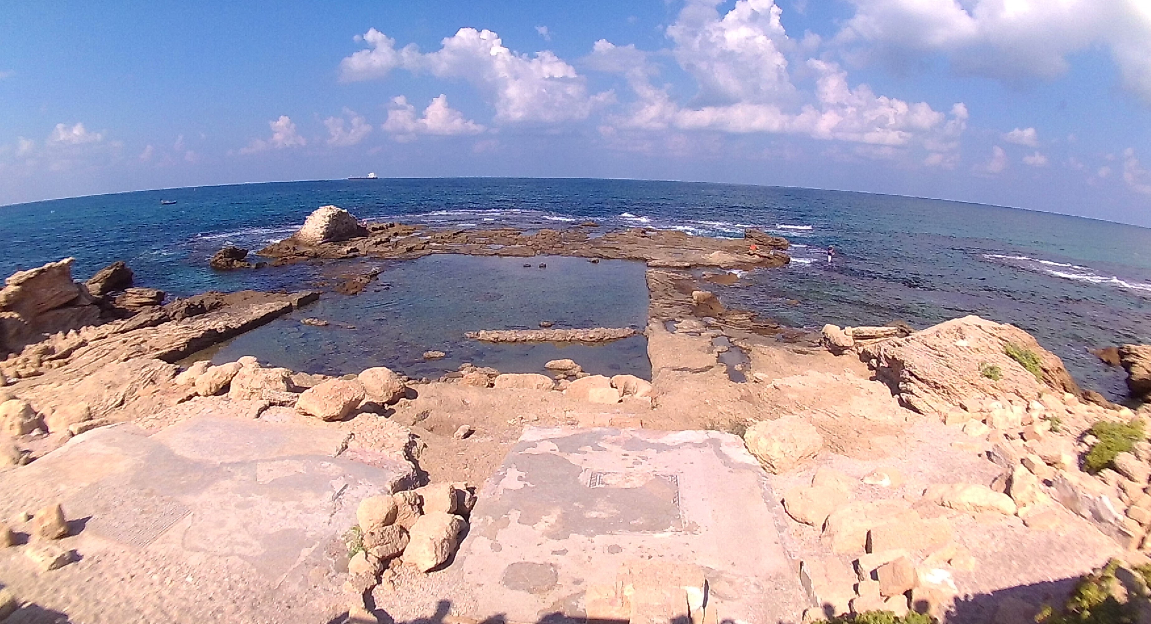 The remains of Herod the Great's swimming pool at his palace at Caesarea