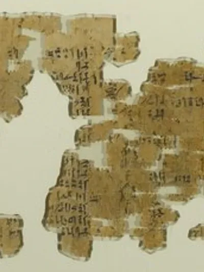 Fragment of the Hieratic Papyrus from the Middle Kingdom of Egypt, showing ancient script listing slave names including Hebrew names from the Old Testament