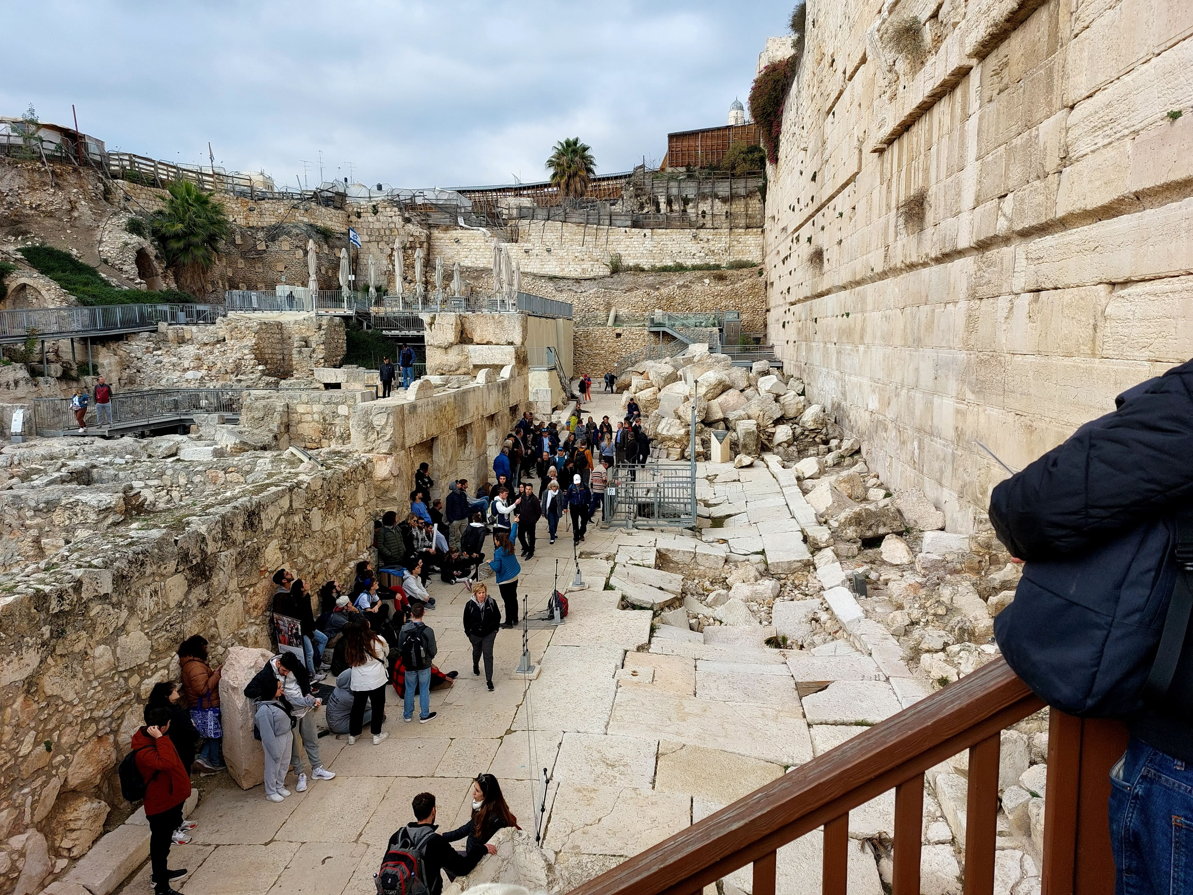 Temple rubble at the base of the Western Wall — stones dumped by Romans in 70 A.D.