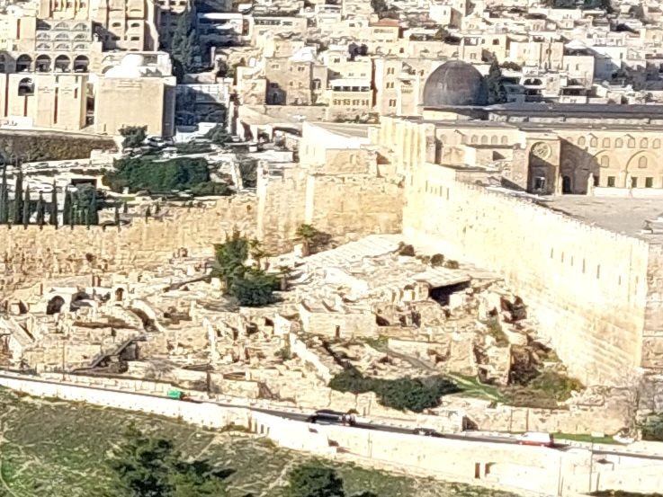Aerial view of the City of David archaeological site below the Temple Mount, Jerusalem
