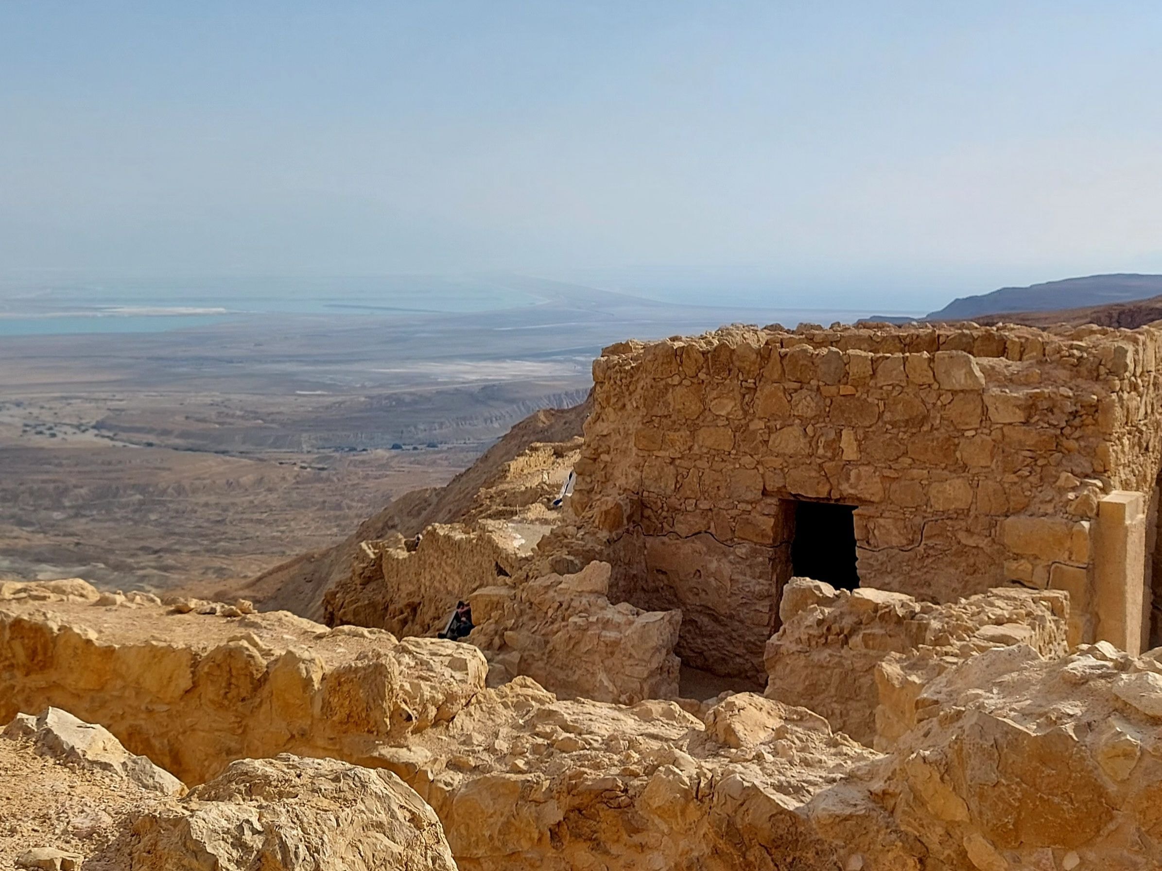Herodian fortifications at Masada overlooking the Dead Sea