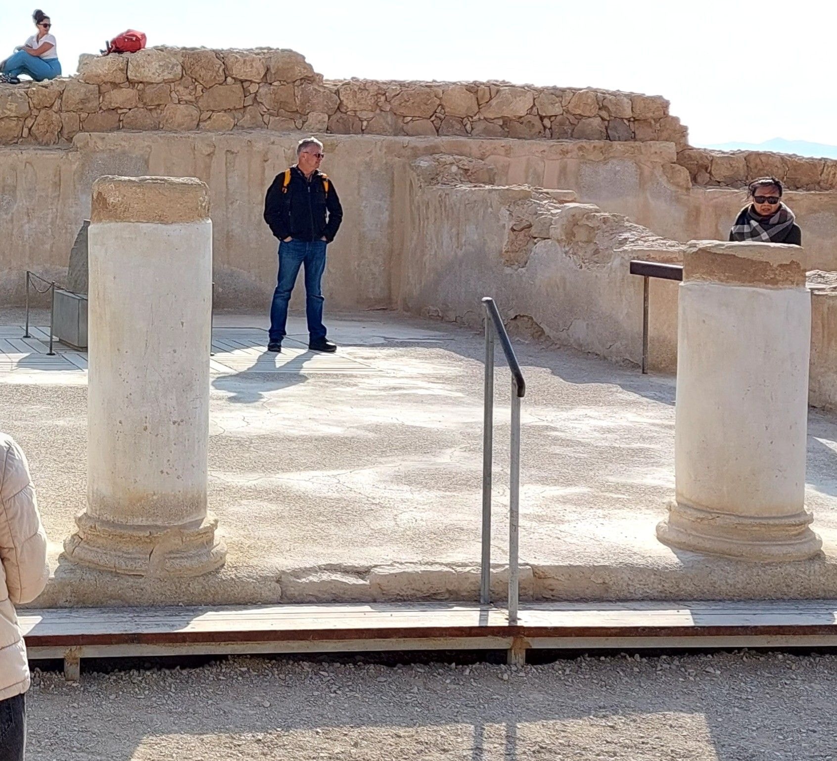 Herod the Great's bedroom at Masada with original Roman columns still standing