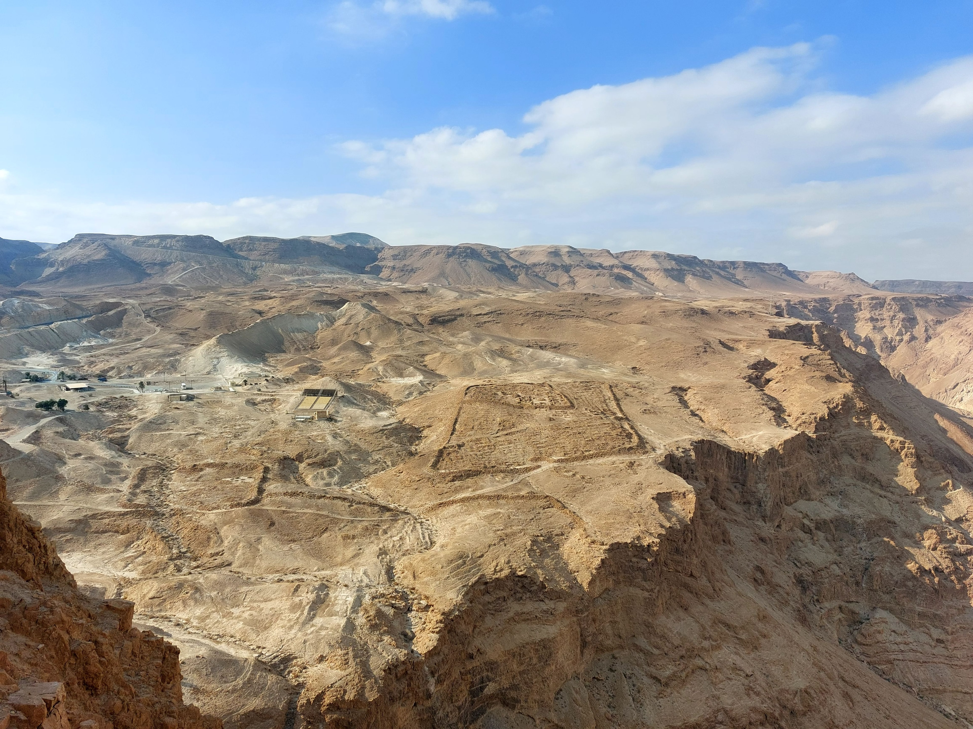 Two Roman camps visible below Masada in the Judean Desert