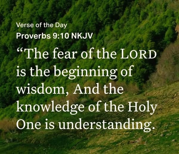 Verse of the Day — Proverbs 9:10 NKJV: The fear of the LORD is the beginning of wisdom, And the knowledge of the Holy One is understanding.