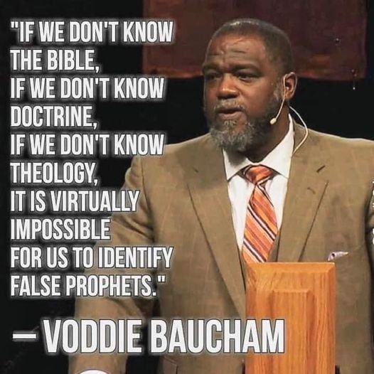 Voddie Baucham quote — if we don't know the Bible, doctrine, or theology, it is virtually impossible to identify false prophets