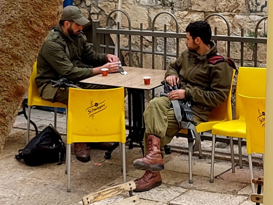 Israeli soldiers taking a break